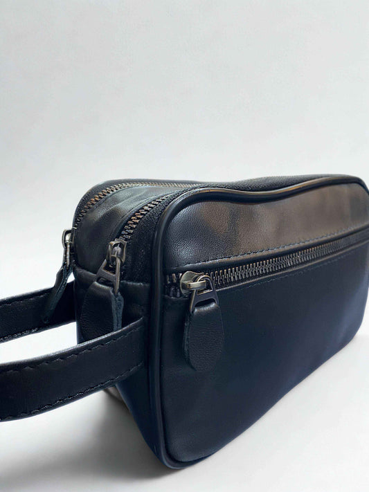 Deri El Çantası|Üçlü Fermuar|Kuzu Derisi