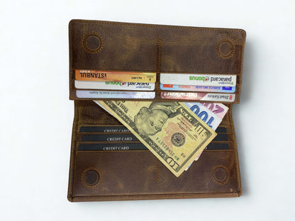 Greyz Deri Cüzdan|Nakit ve Kart Bölmeleri|El Tutmaçlı|Mıknatıslı