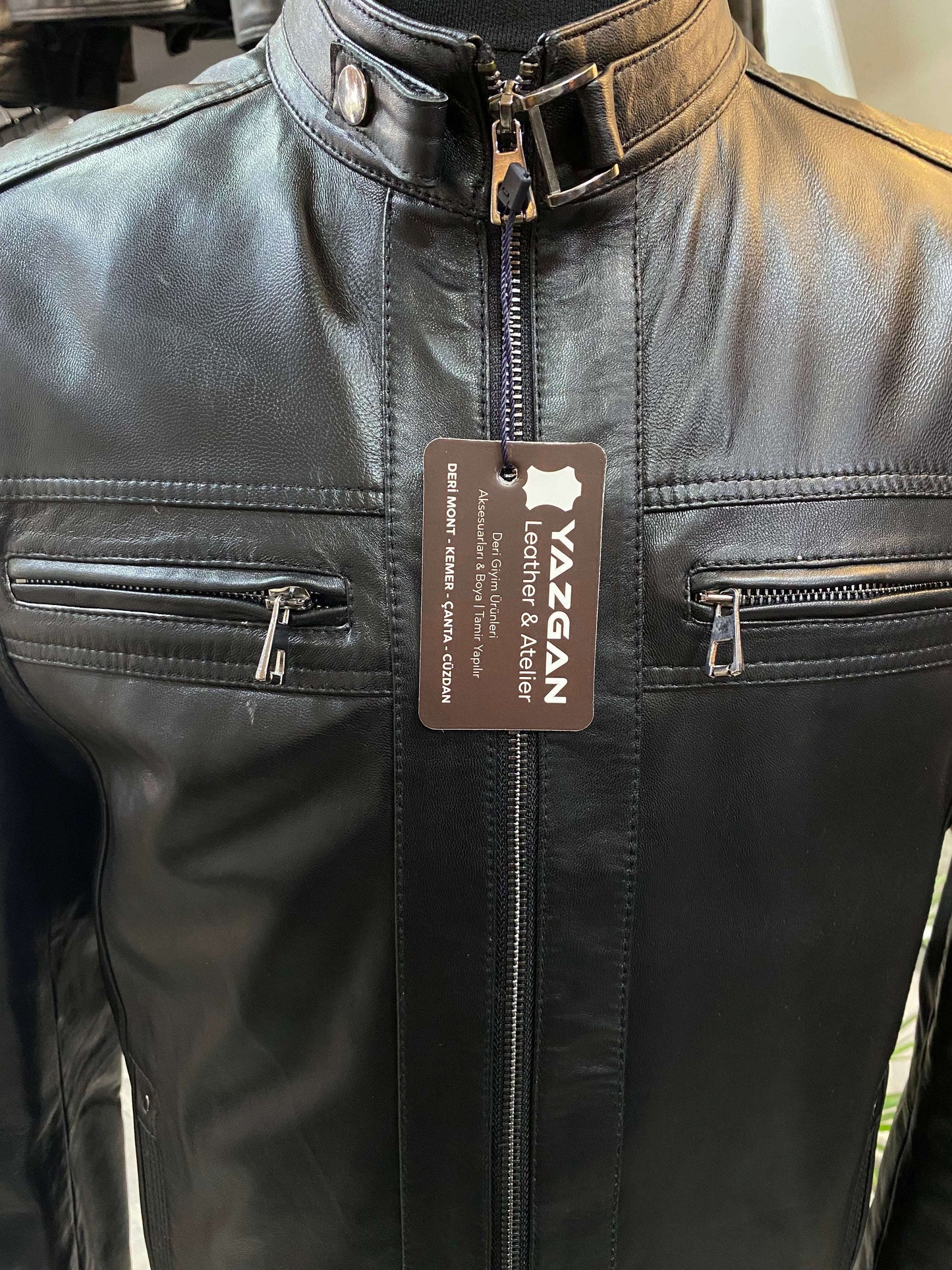 Deri Mont|Hakim Yaka|Kuzu Derisi|Siyah