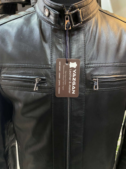 Deri Mont|Hakim Yaka|Kuzu Derisi|Siyah