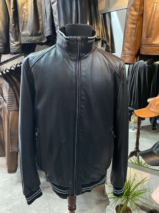 Deri Mont|Kolej Model|Çift Taraf Giyinme|Kuzu Derisi|Siyah