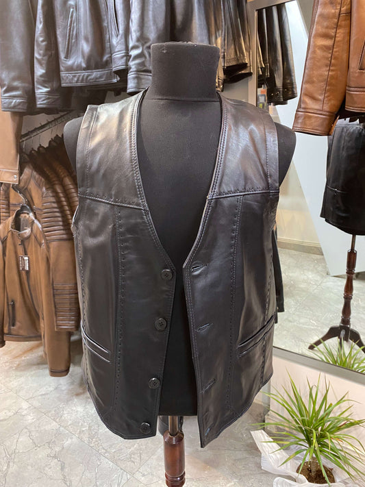 Deri Yelek|Kuzu Derisi|Siyah