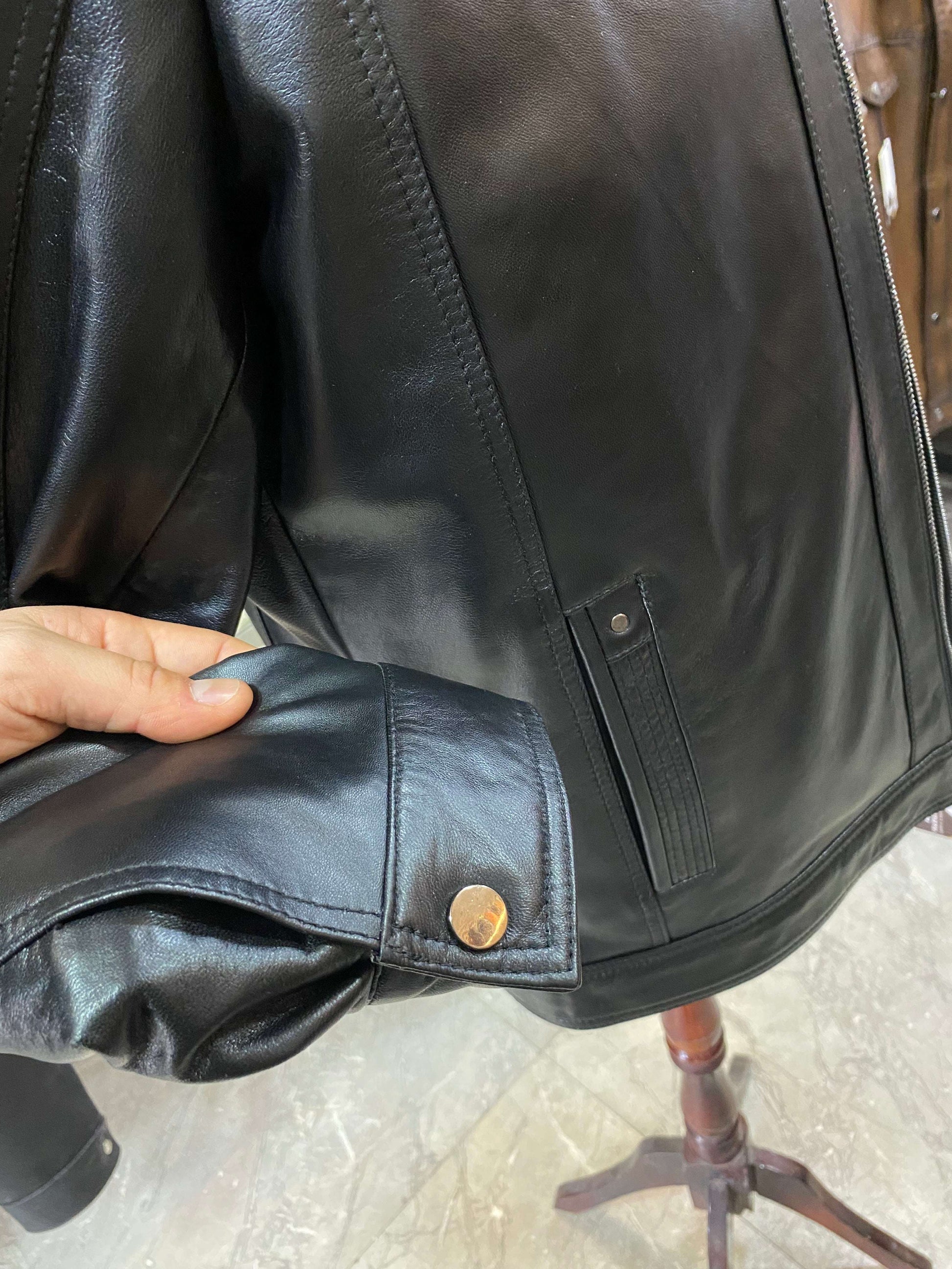 Deri Mont|Hakim Yaka|Kuzu Derisi|Siyah