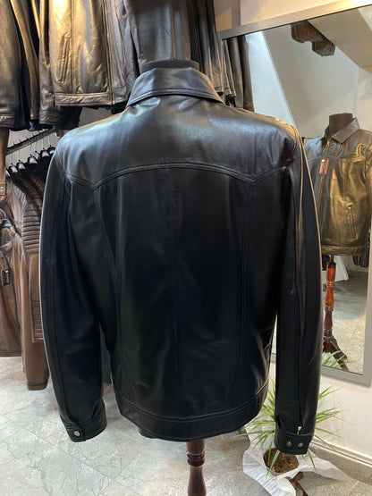 Deri Mont|Yakalı|Klasik Düz|Kuzu Derisi|Siyah