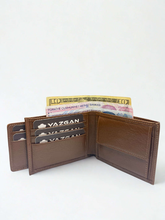 Hakiki Deri Erkek Cüzdanı|Dıştan Ayrılan Ekstra Kartlık|Bozuk Para|Yan Model