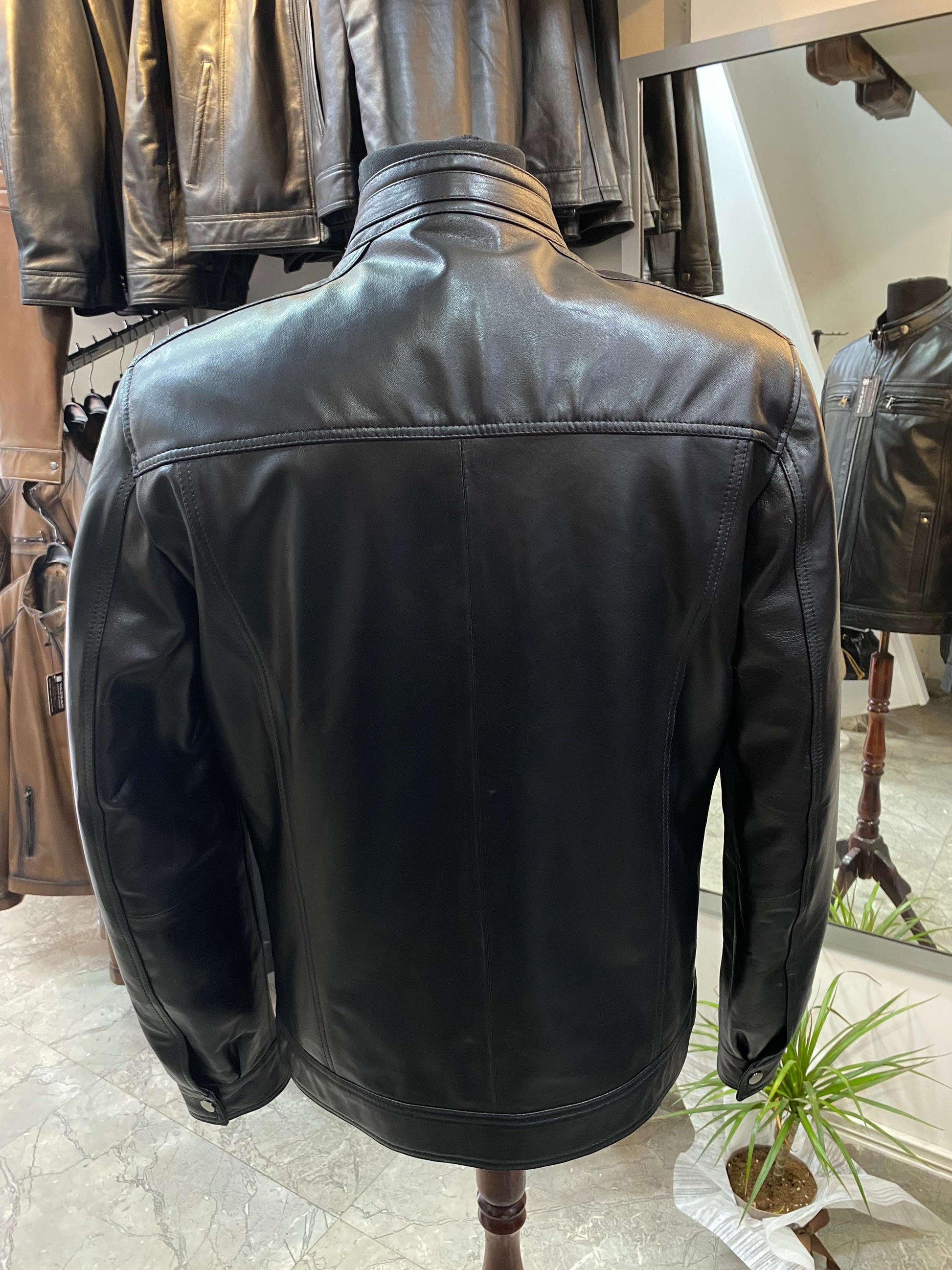 Deri Mont|Hakim Yaka|Kuzu Derisi|Siyah