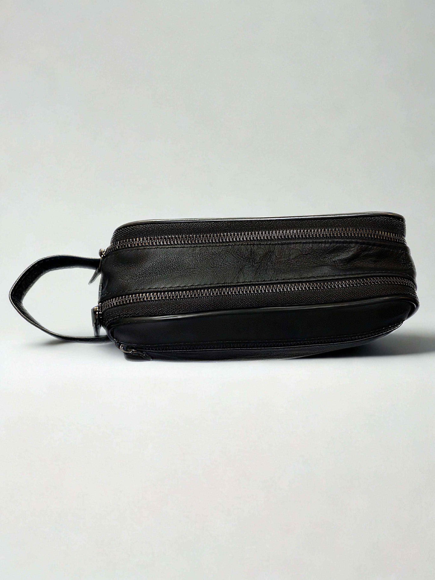 Deri El Çantası|Üçlü Fermuar|Kuzu Derisi