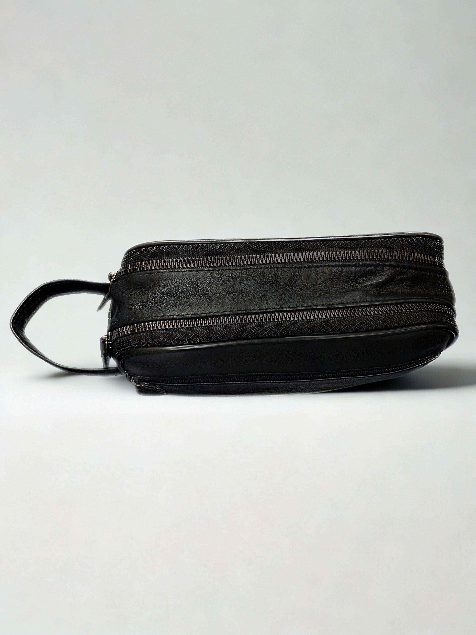 Deri El Çantası|Üçlü Fermuar|Kuzu Derisi