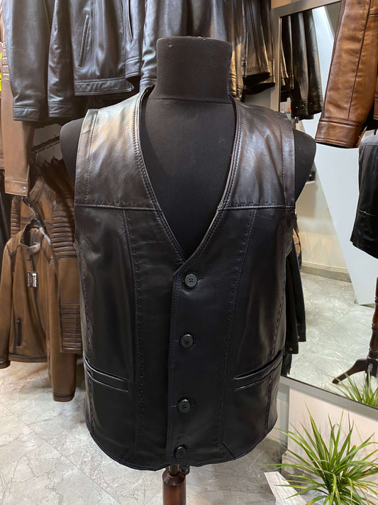 Deri Yelek|Kuzu Derisi|Siyah