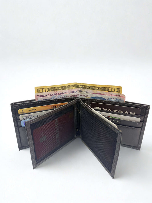 Hakiki Deri Cüzdan|Yan-Kelebek Model|Kompakt Tasarım|Kart-Nakit Bölmeleri