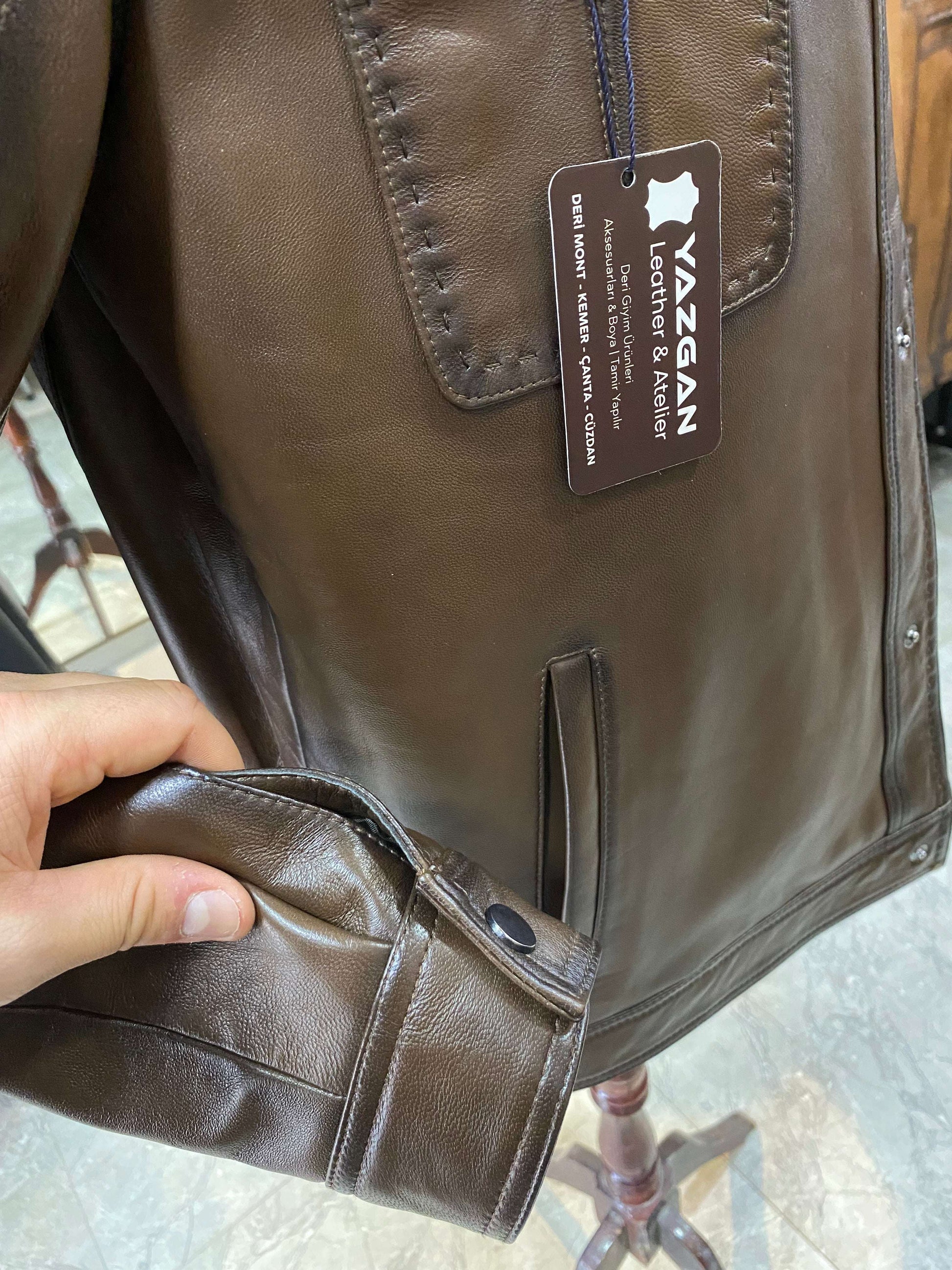 Deri Mont|Safari Model|Kuzu Derisi|Antik Kahve