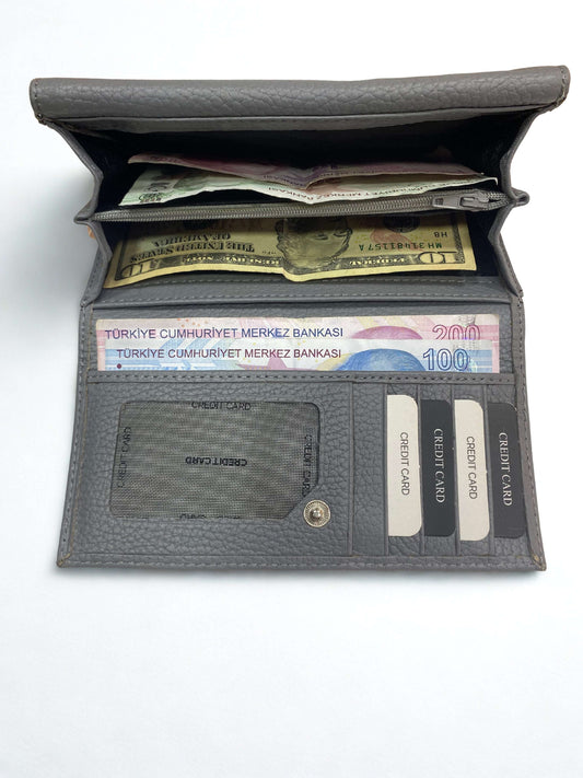 Kadın Cüzdanı|Büyük Boy|Çok Kartlık ve Nakit|Kuzu Derisi|4 Renk