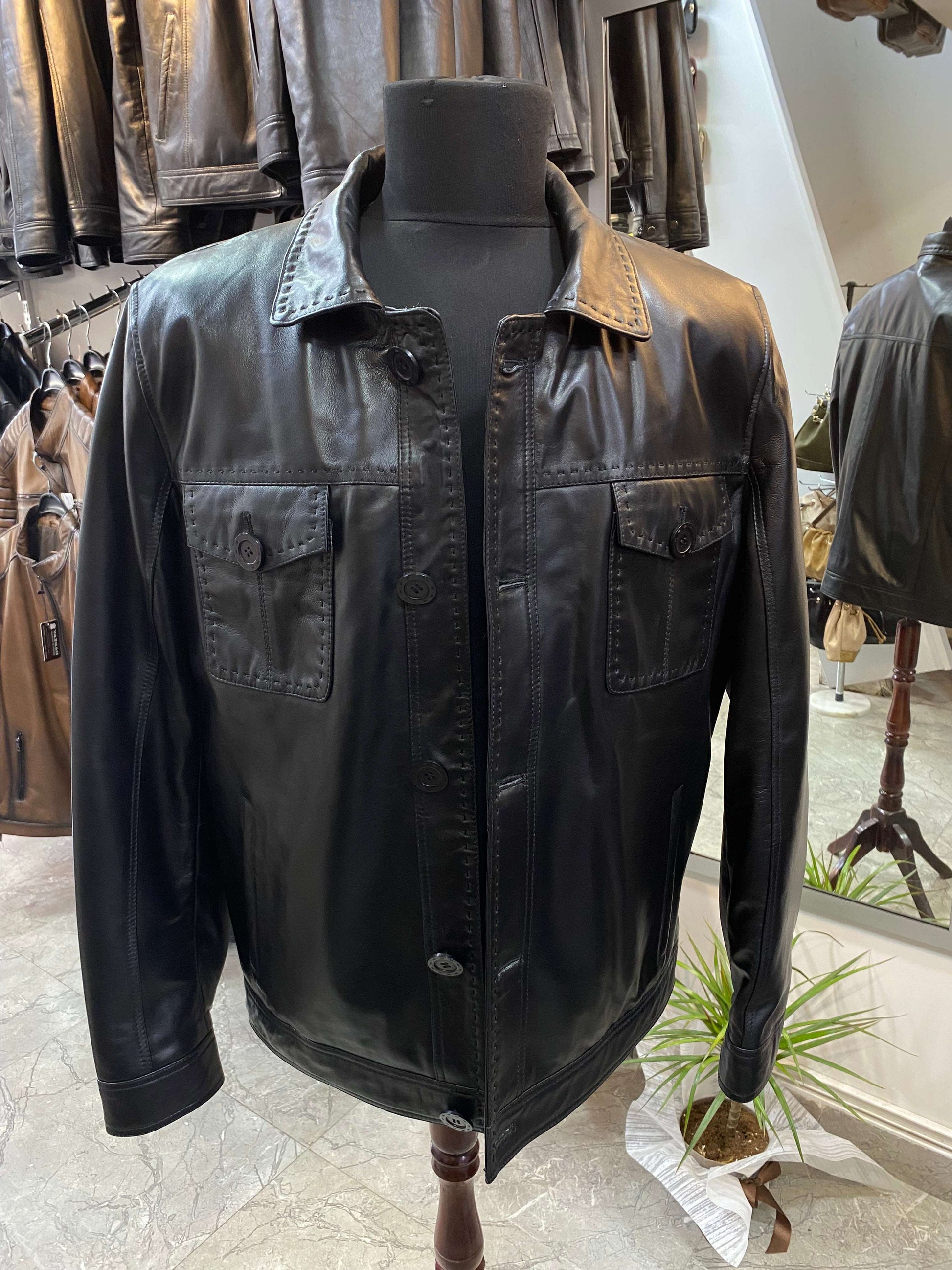 Deri Mont|Safari Model|Kuzu Derisi|Siyah