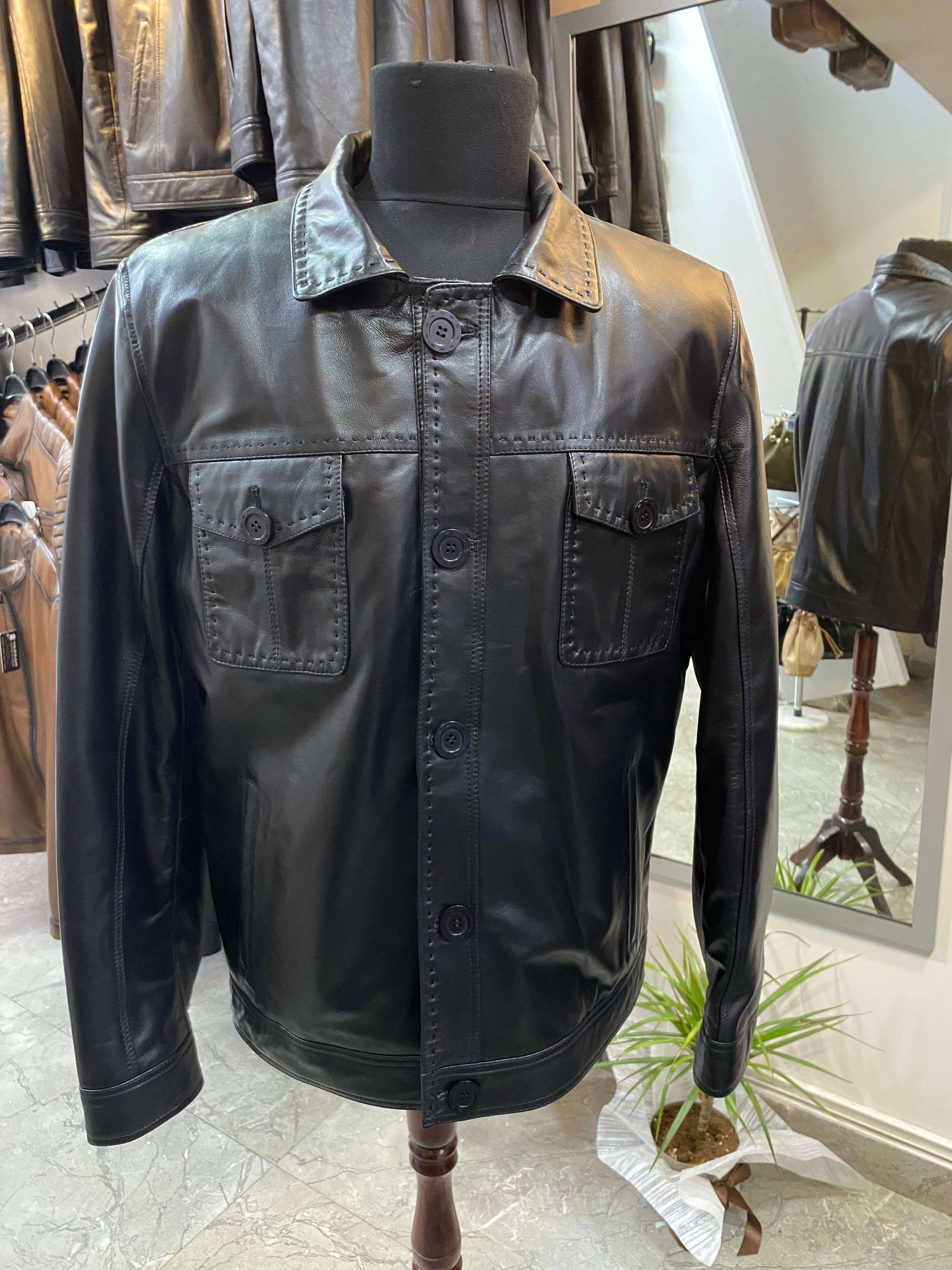 Deri Mont|Safari Model|Kuzu Derisi|Siyah