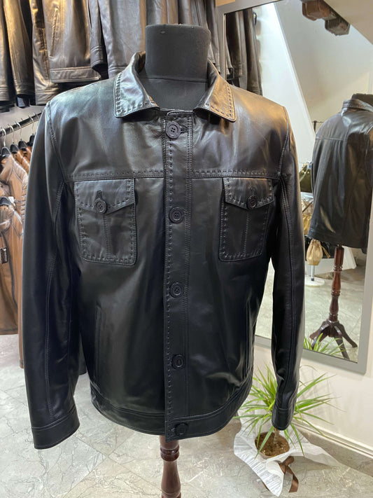 Deri Mont|Safari Model|Kuzu Derisi|Siyah