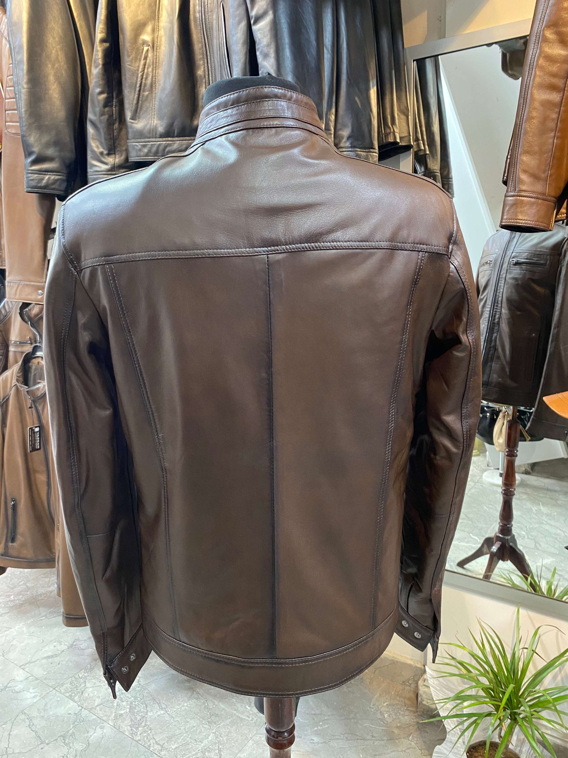 Deri Mont|Hakim Yaka|Kuzu Derisi|Antik Koyu Kahve