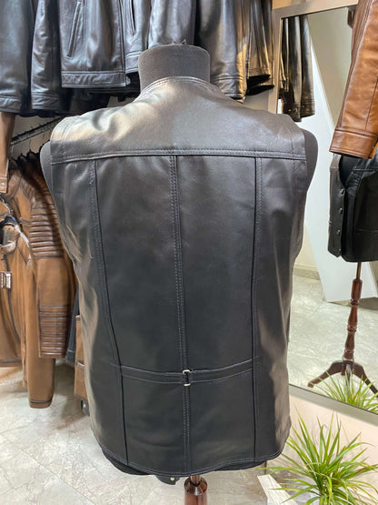 Deri Yelek|Kuzu Derisi|Siyah