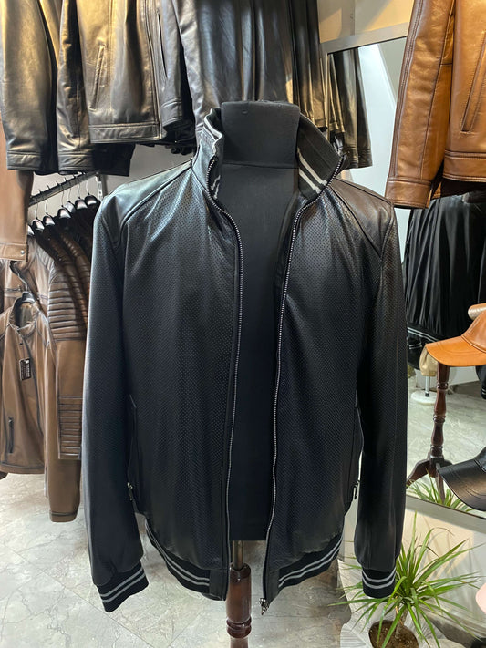 Deri Mont|Kolej Model|Çift Taraf Giyinme|Kuzu Derisi|Siyah