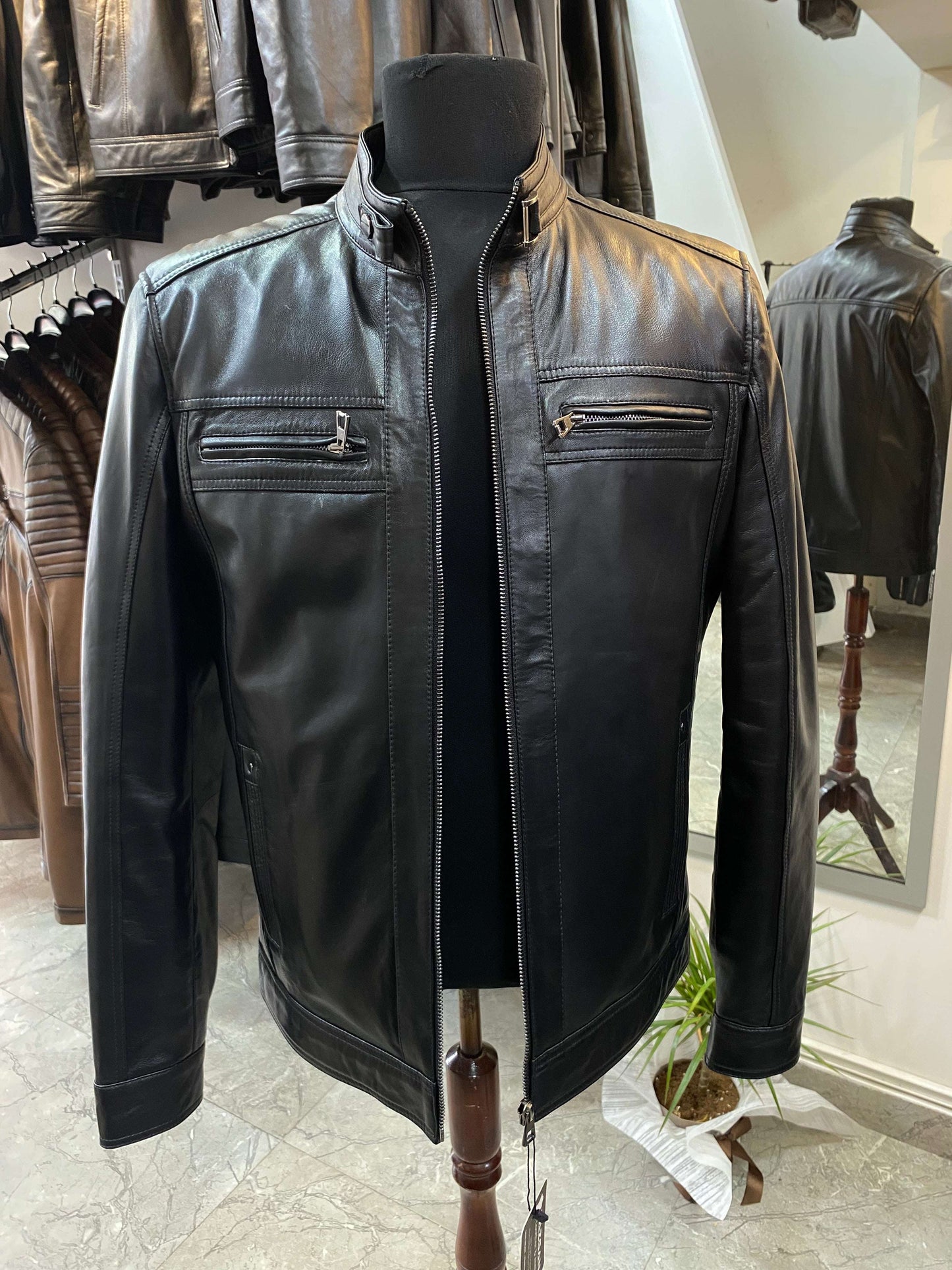 Deri Mont|Hakim Yaka|Kuzu Derisi|Siyah