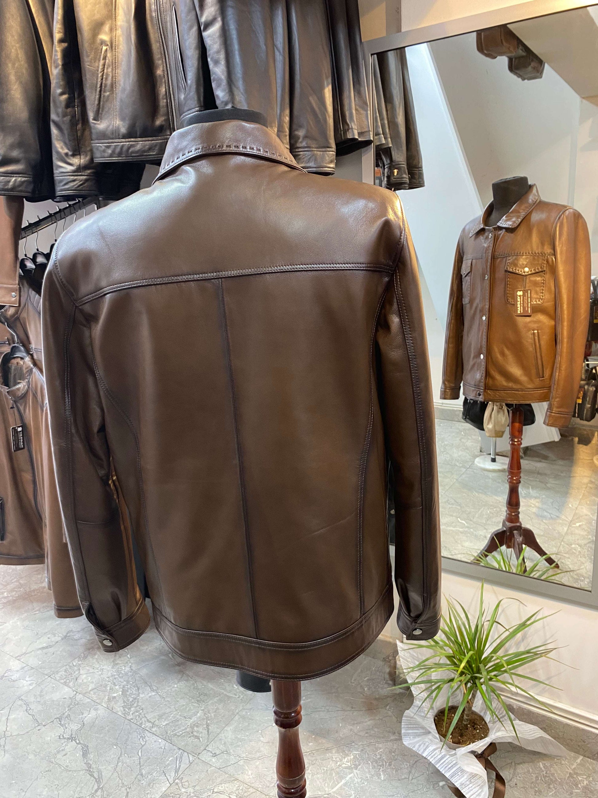 Deri Mont|Safari Model|Kuzu Derisi|Antik Kahve