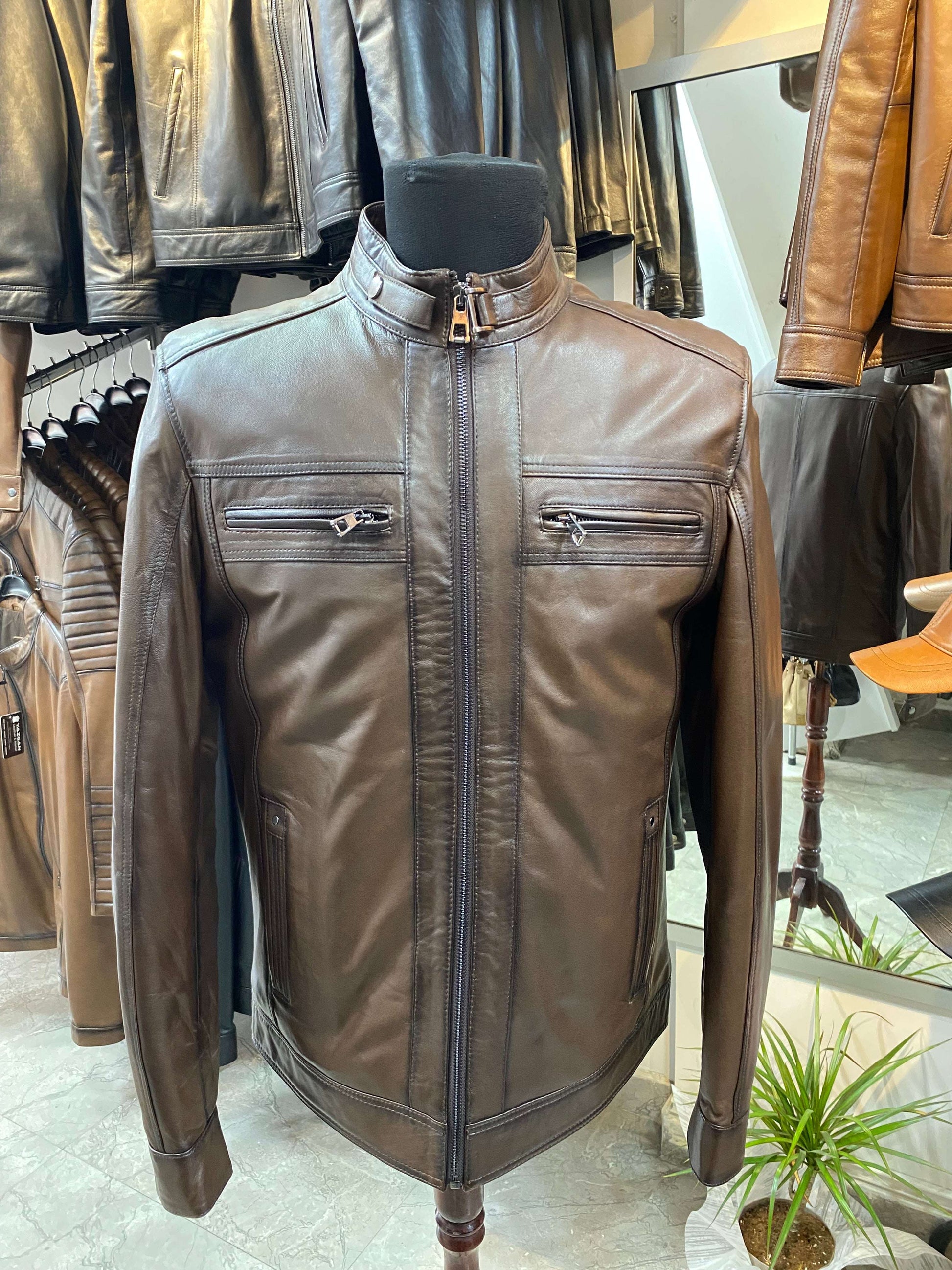 Deri Mont|Hakim Yaka|Kuzu Derisi|Antik Koyu Kahve