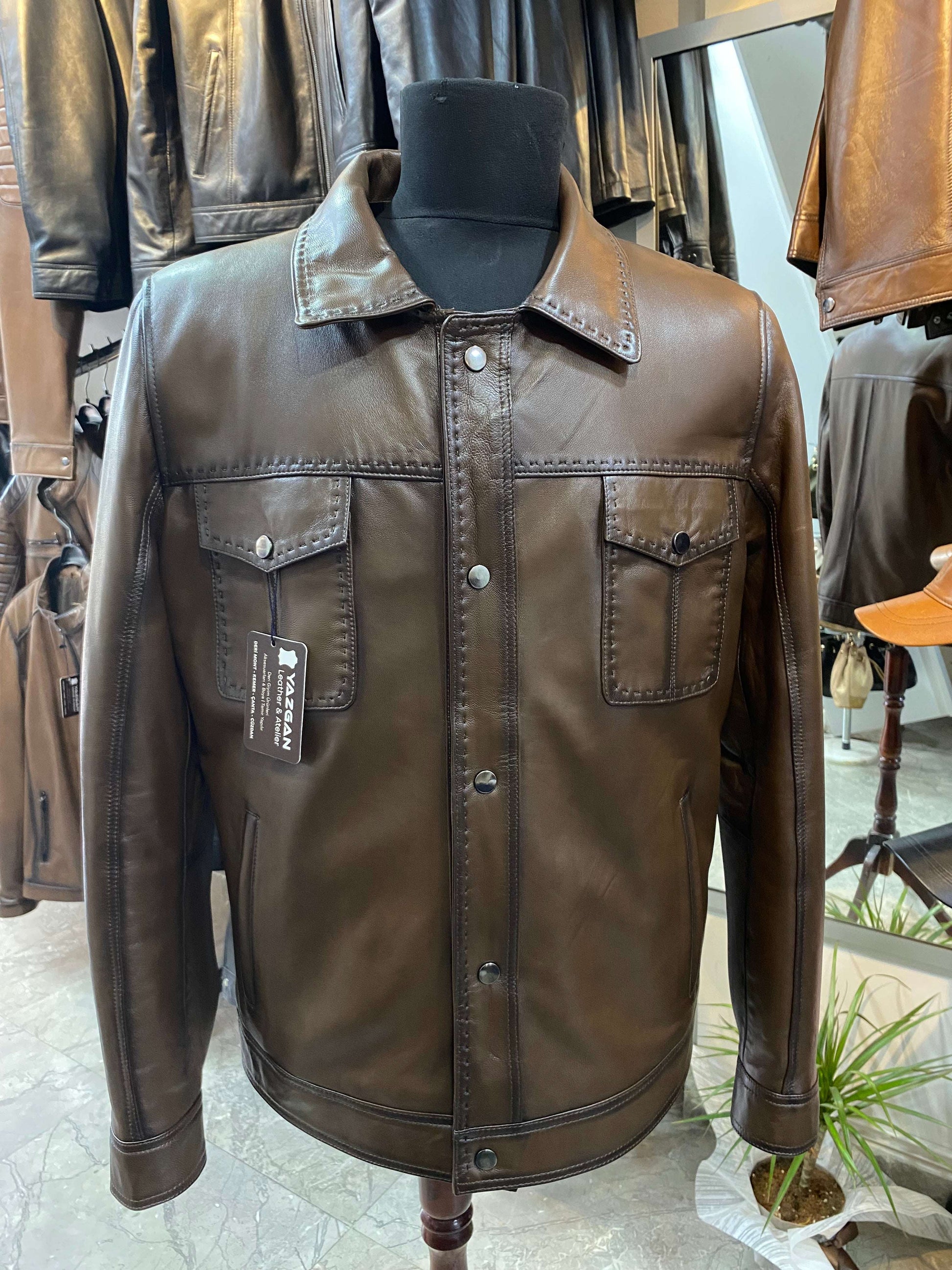 Deri Mont|Safari Model|Kuzu Derisi|Antik Kahve