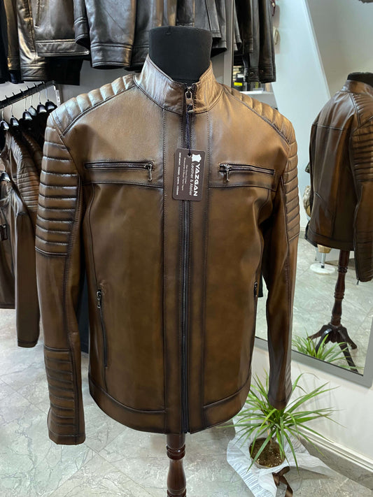 Deri Mont|Motorcu Model|Hakim Yaka|Kuzu Derisi|Antik Kahve
