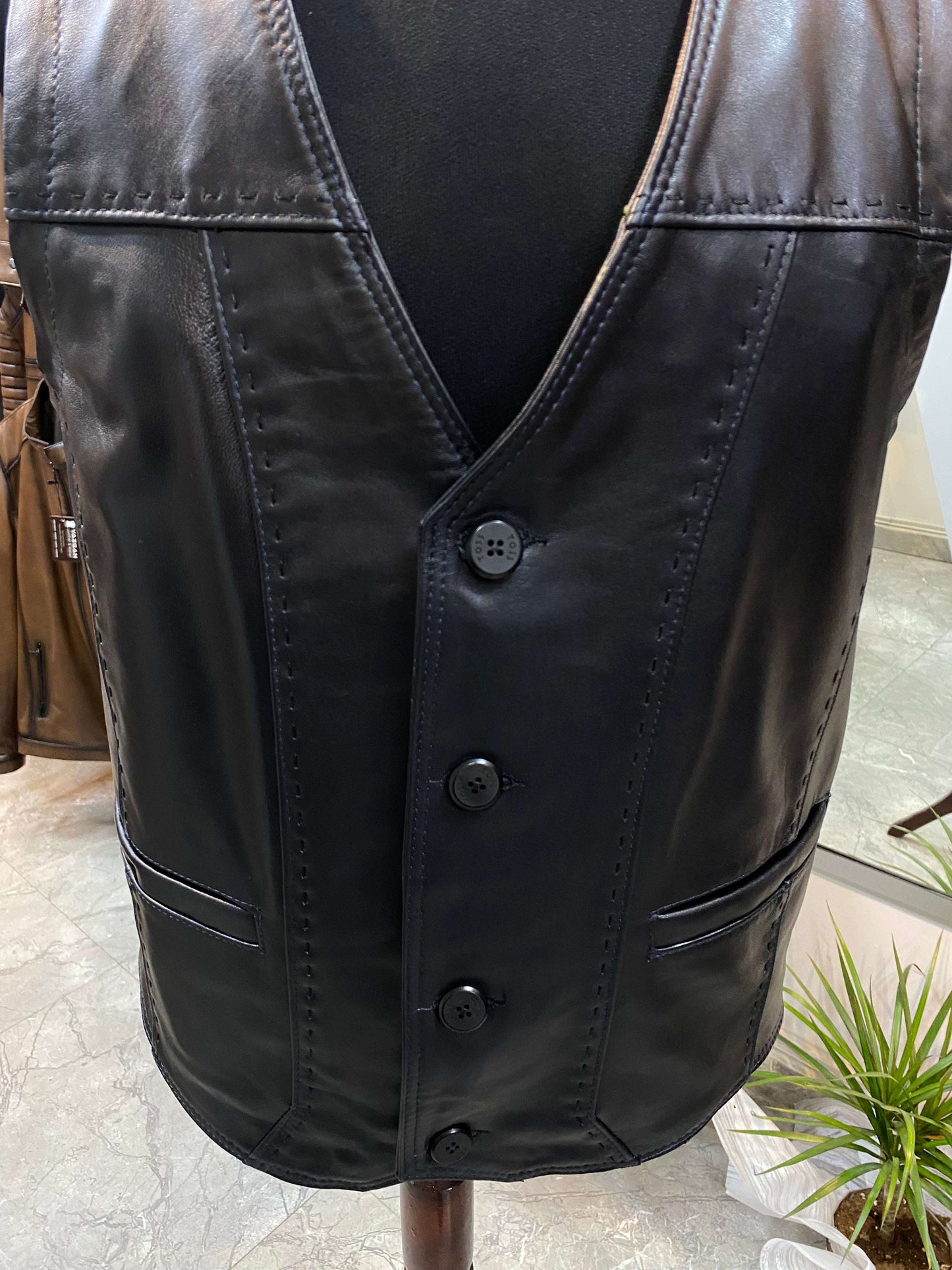 Deri Yelek|Kuzu Derisi|Siyah