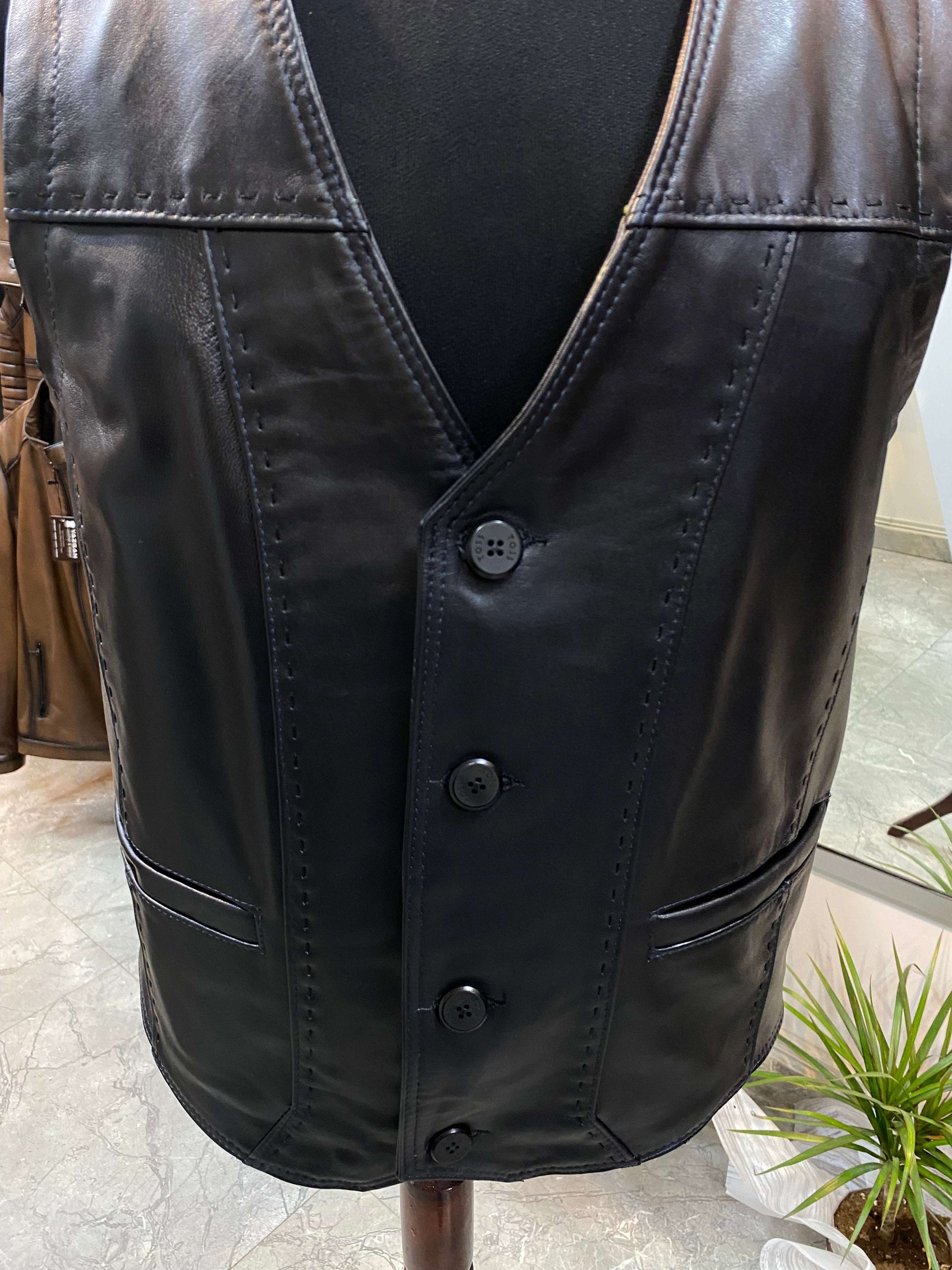 Deri Yelek|Kuzu Derisi|Siyah