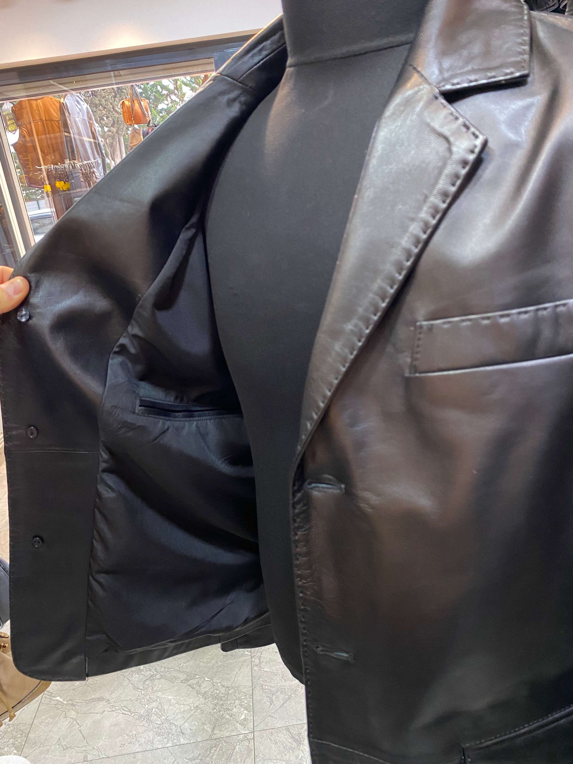 Deri Mont|Blazer Model|Kuzu Derisi|Siyah