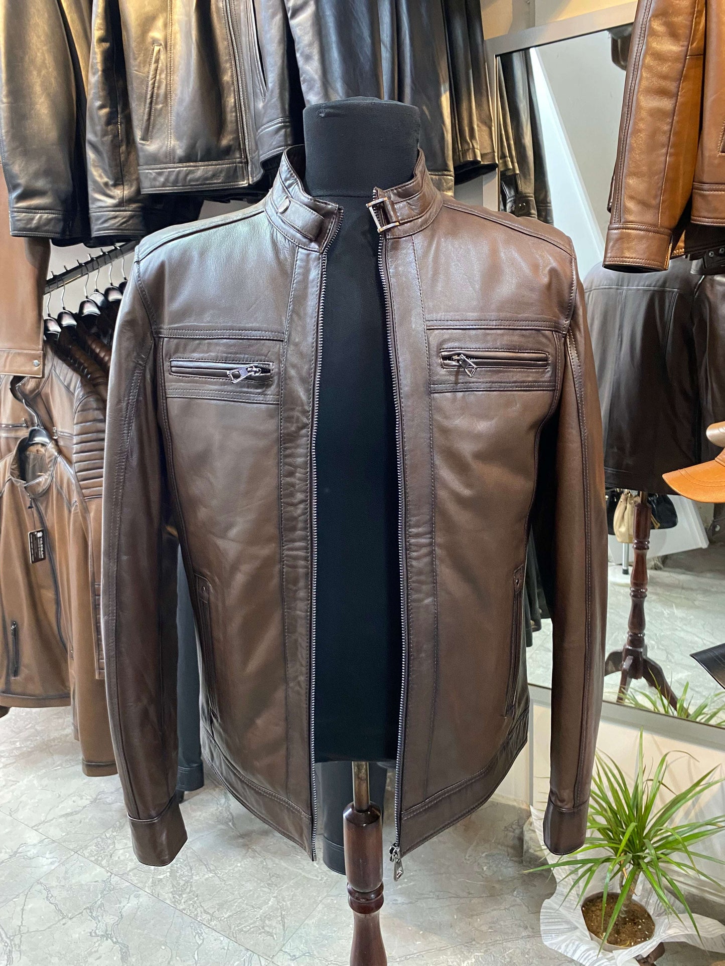 Deri Mont|Hakim Yaka|Kuzu Derisi|Antik Koyu Kahve