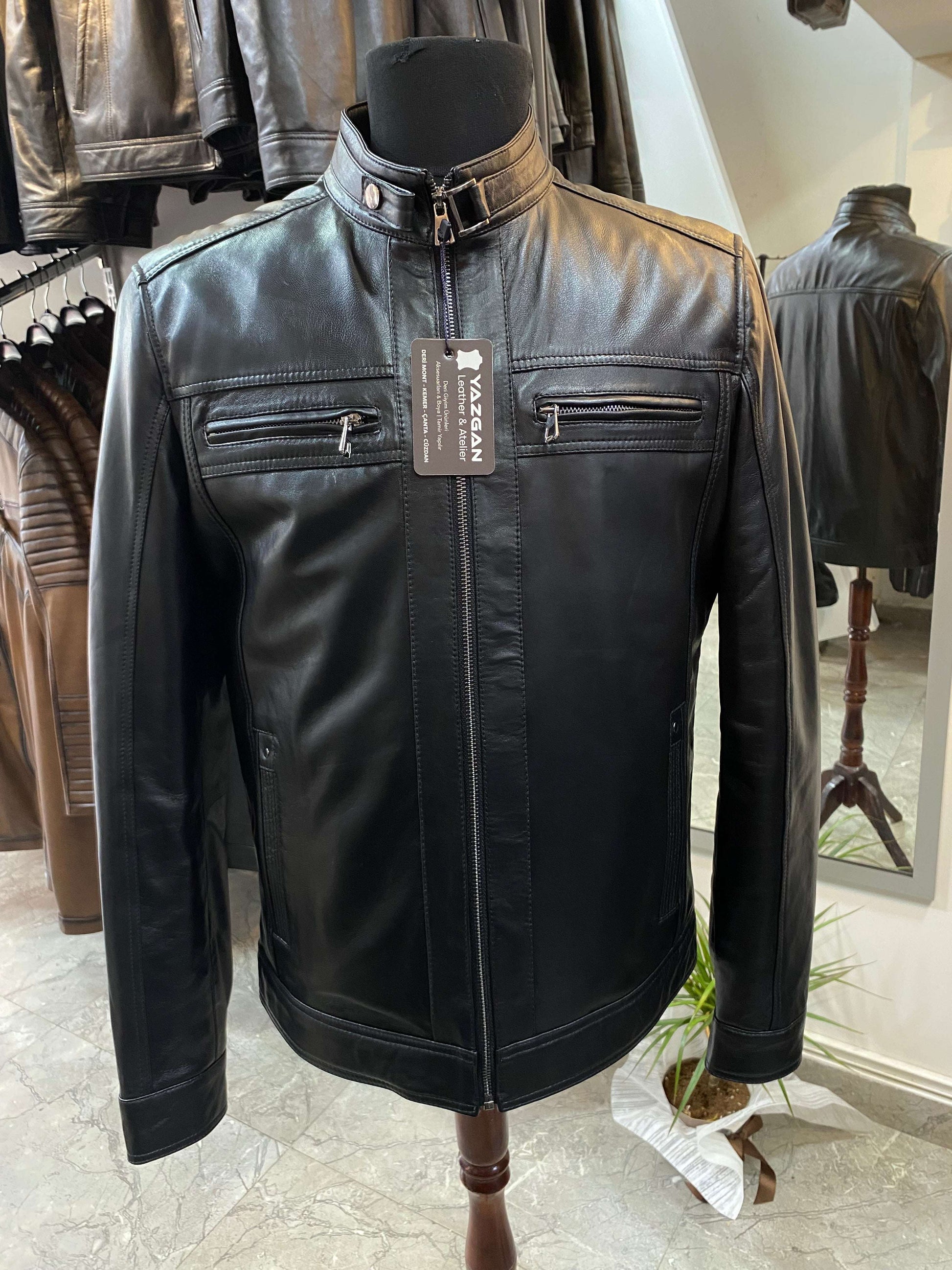 Deri Mont|Hakim Yaka|Kuzu Derisi|Siyah