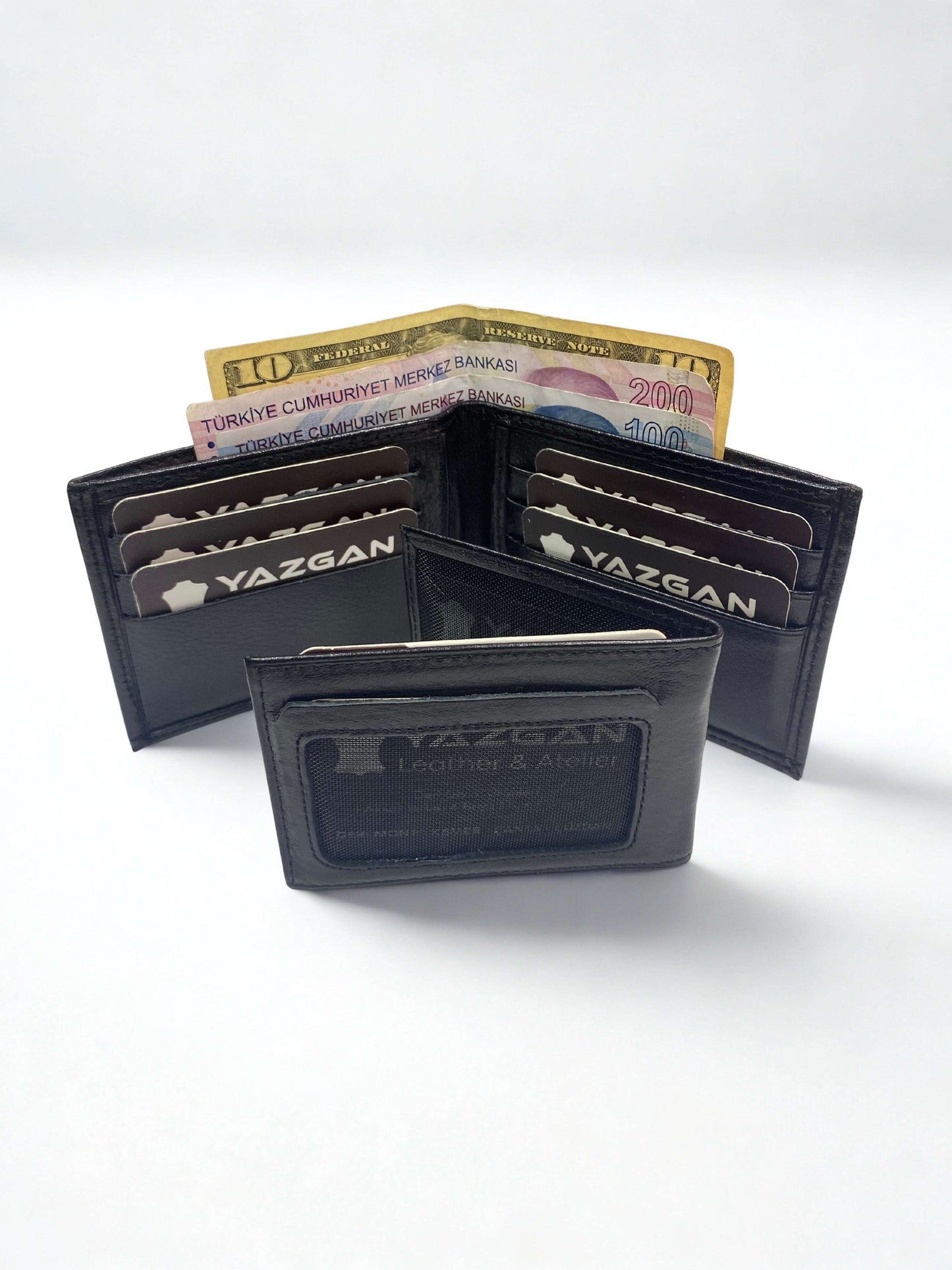 Hakiki Deri Cüzdan|İçten Ayrılan Ekstra Kartlık|Yan Model|Siyah