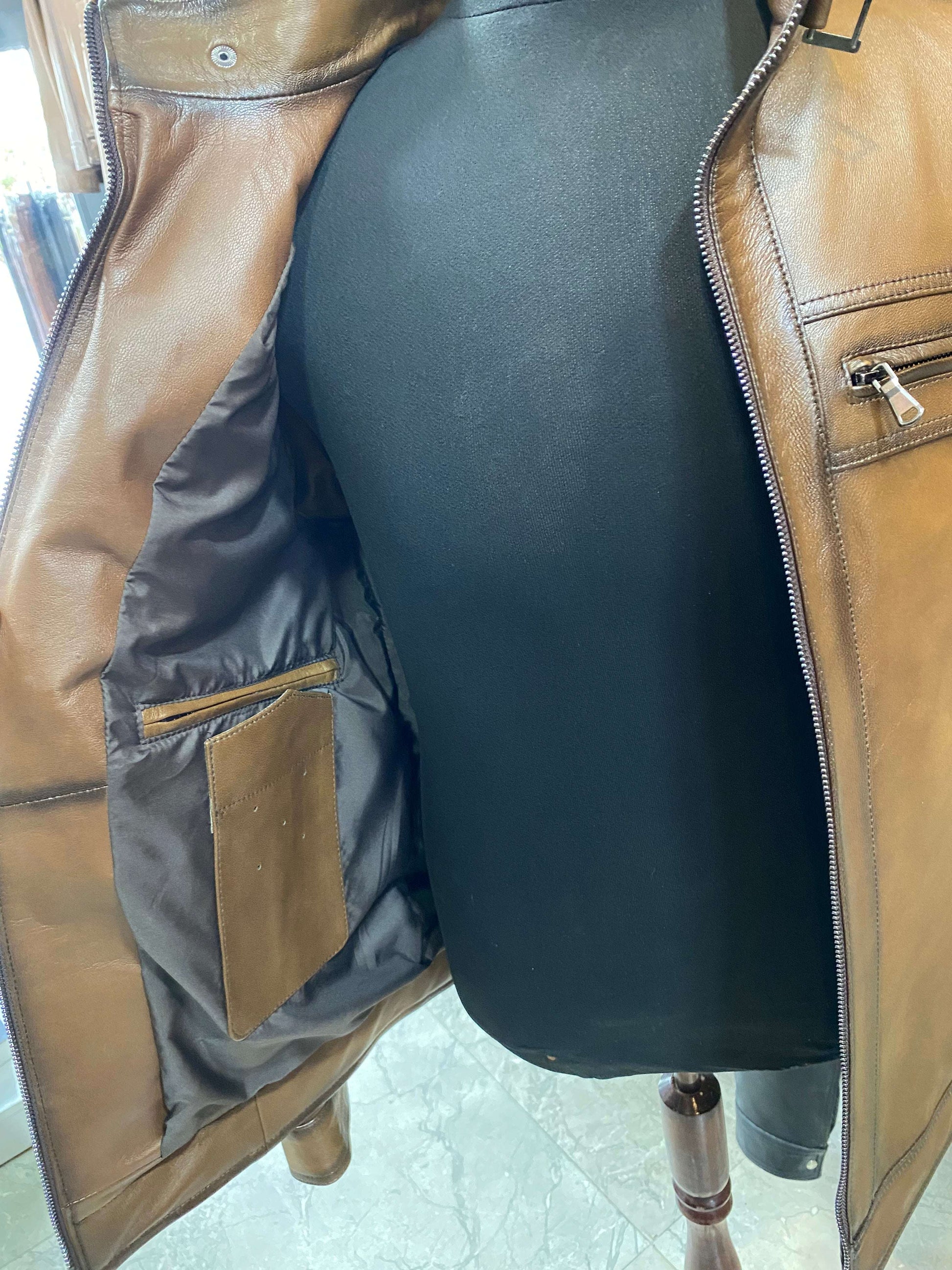 Deri Mont|Hakim Yaka|Kuzu Derisi|Antik Açık Kahve